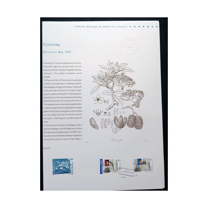 Document philatéliques officiels la poste France Autralie Australia (double page)