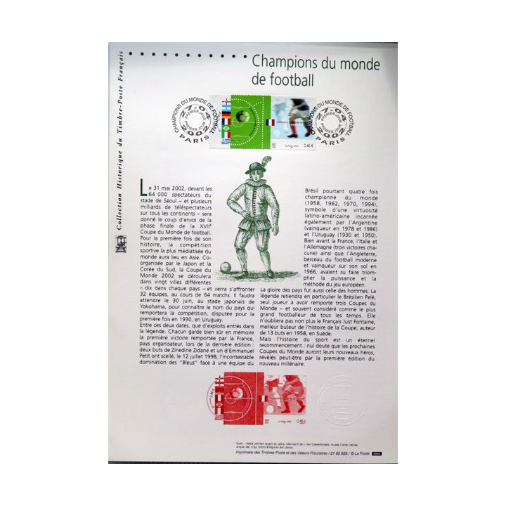 Document philatéliques officiels la poste Champions du Monde de Football