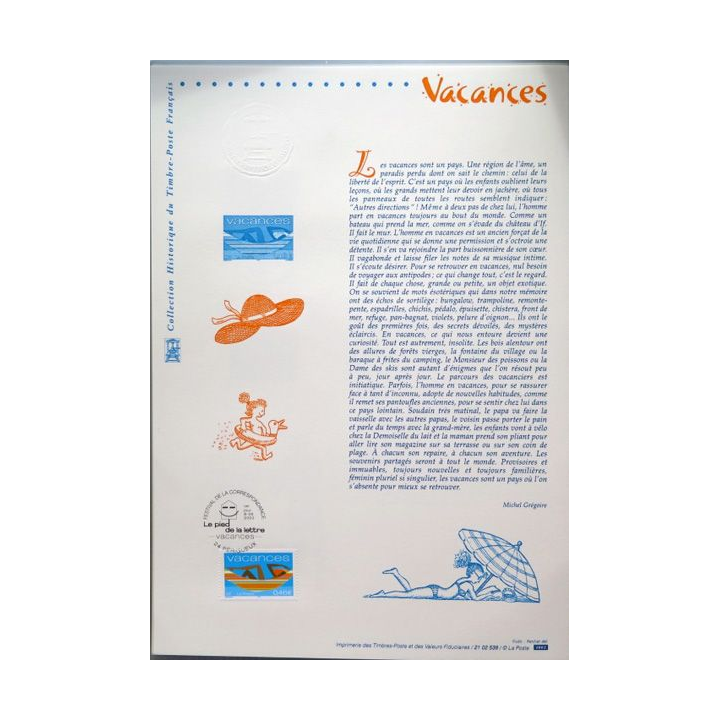 Document philatéliques officiels la poste Vacances