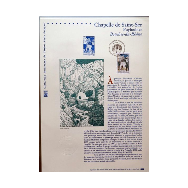 Document philatéliques officiels la poste Chapelle de Saint Ser Puyloubier