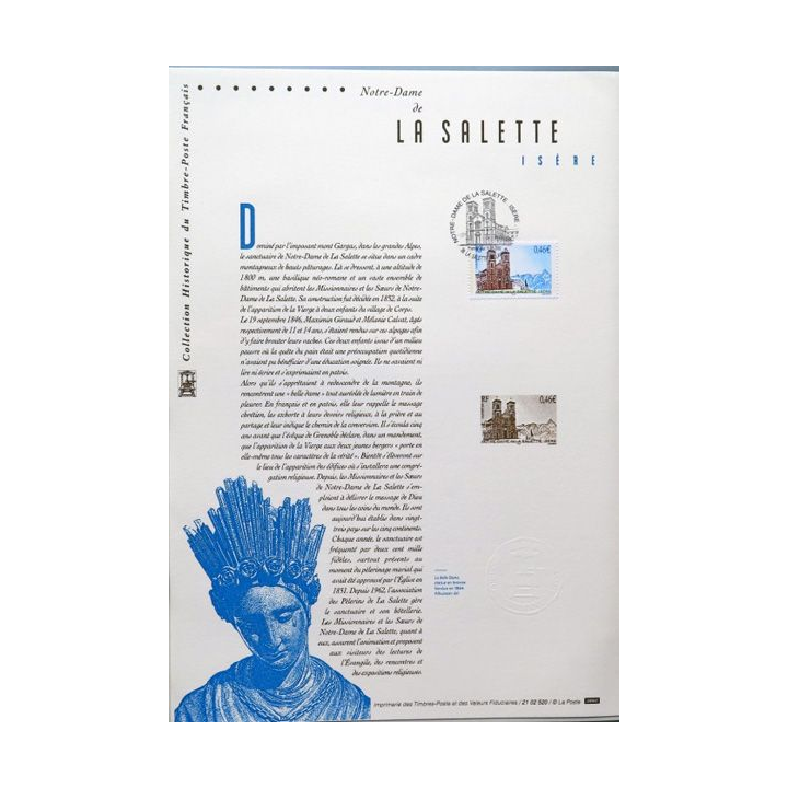Document philatéliques officiels la poste Notre dame de la salette Isère