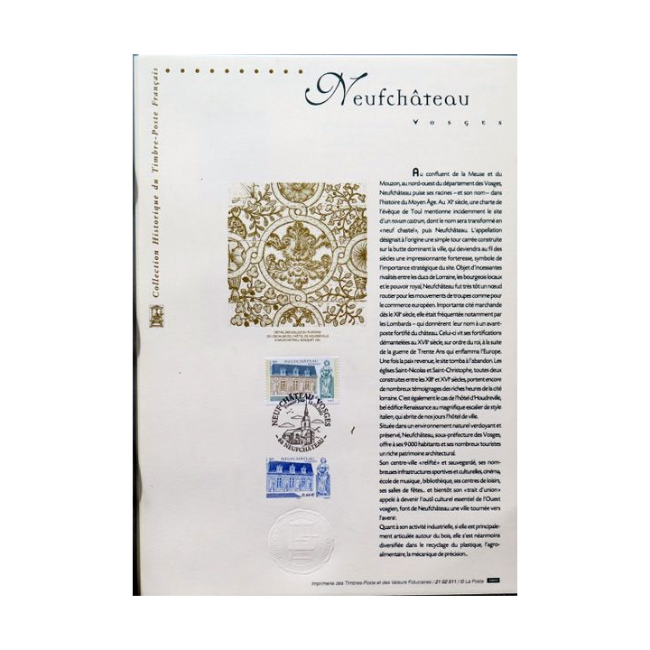 Document philatéliques officiels la Poste Neufchâteau Vosges
