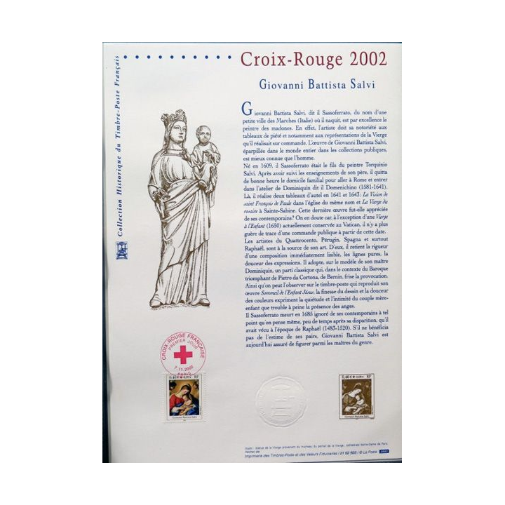 Document philatéliques officiels la Poste Croix - Rouge 2002