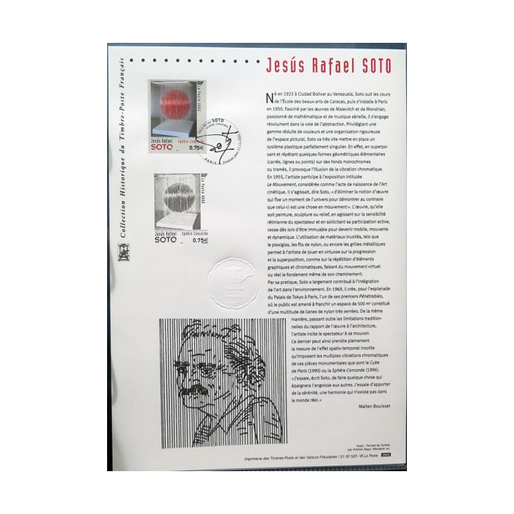 Document philatéliques officiels la Poste Jesús Rafael Soto