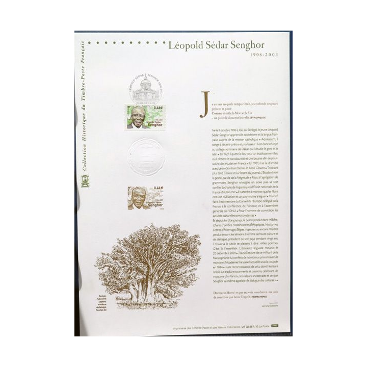Document philatéliques officiels la Poste Léopold Sédar Senghor 1906 - 2001