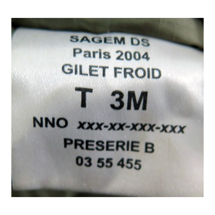 Gilet froid vert armée de taille 3 M dans sa housse Sagem 2004