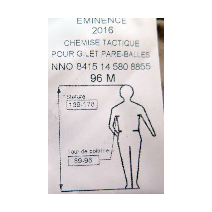 Chemise tactique pour gilet pare-balles taille 96M Eminence 2016 TBE