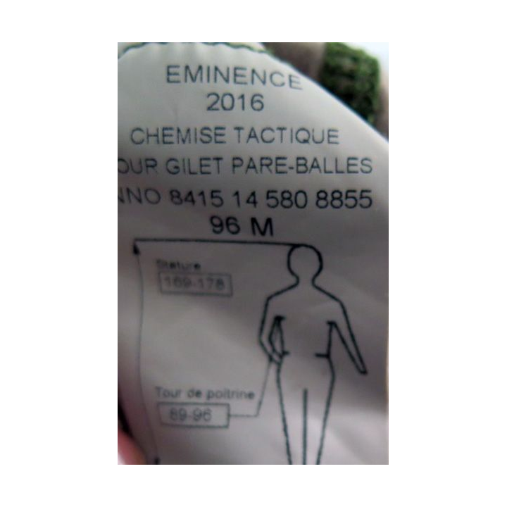 Chemise tactique pour gilet pare-balles taille 96M Eminence 2016 TBE