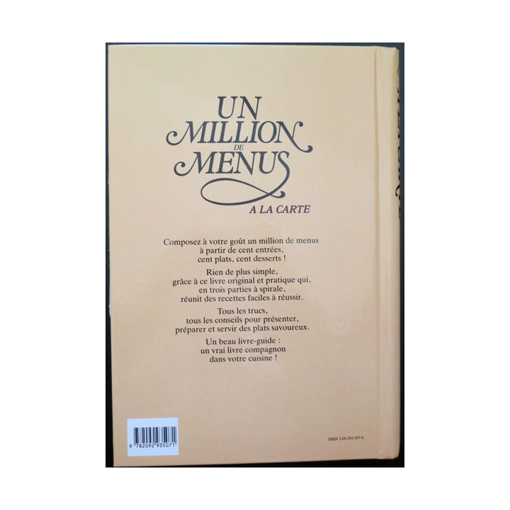 Livre un million de menus à la carte de Robert Carrier chez Nathan cartonné 