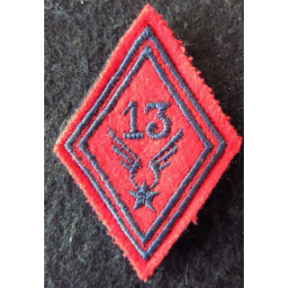 LOSANGE DE BRAS MODÈLE 45 : 13° GHL ALAT  (Artillerie) modèle Troupe fil de laine bleue