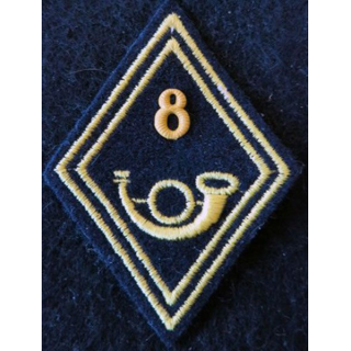 LOSANGE DE BRAS MODÈLE 45 : 8° BCP, 8° GC modèle Troupe chasseurs à pied ou mécanisé numéro 8 en métal jaune