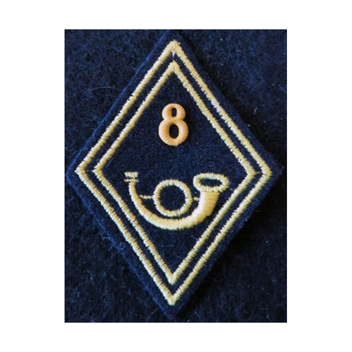 LOSANGE DE BRAS MODÈLE 45 : 8° BCP, 8° GC modèle Troupe chasseurs à pied ou mécanisé numéro 8 en métal jaune