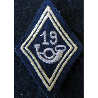 LOSANGE DE BRAS MODÈLE 45 : 19° BCP, 19° GC modèle sous-officiers chasseurs à pied ou mécanisé