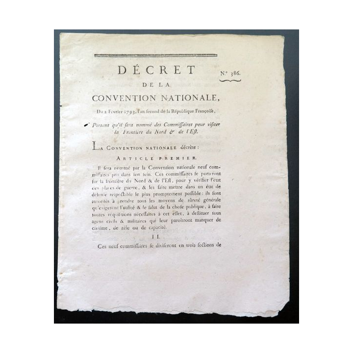 Décret de la Convention nationale n° 386 du 2 février 1793 nomination de commissaires