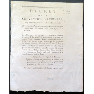 Décret de la Convention nationale n° 1325 du 29 Juillet 1793 