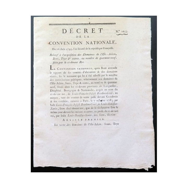 Décret de la Convention nationale N° 1055 du 16 juin 1793