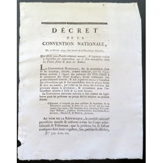 Décret de la Convention nationale N° 353 du 12 février 1793 