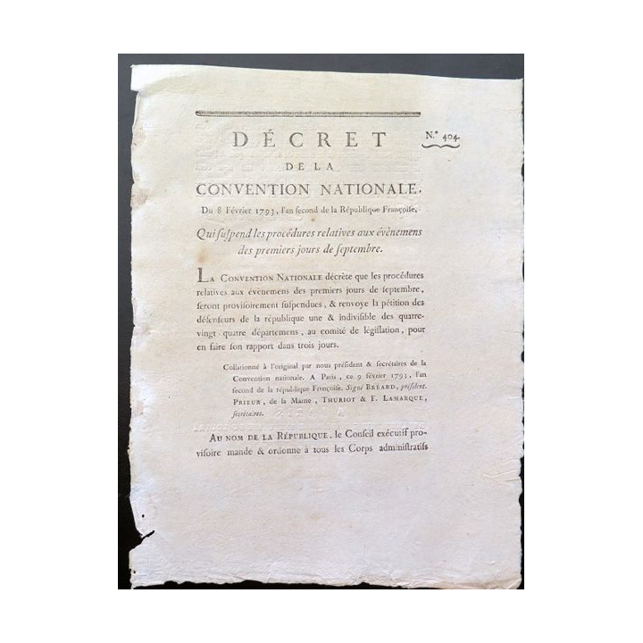 Décret de la Convention nationale N° 404 du 8 février 1793 