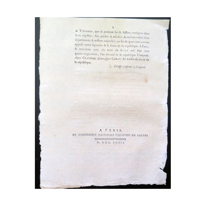 Décret de la Convention nationale N° 404 du 8 février 1793 