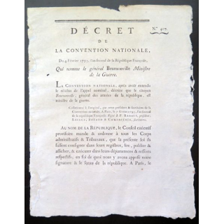 Décret Convention nationale N° 407 4 février 1793 Général Beurnonville