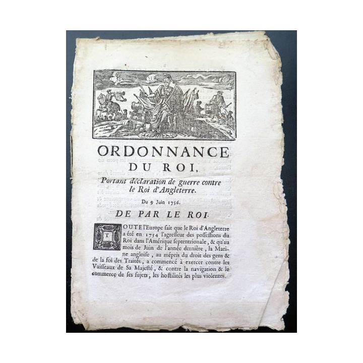 Ordonnance du Roi portant déclaration contre le Roi d'Angleterre du 9 juin 1756