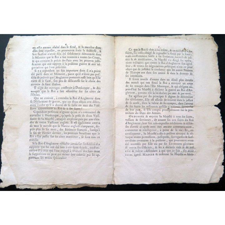 Ordonnance du Roi portant déclaration contre le Roi d'Angleterre du 9 juin 1756