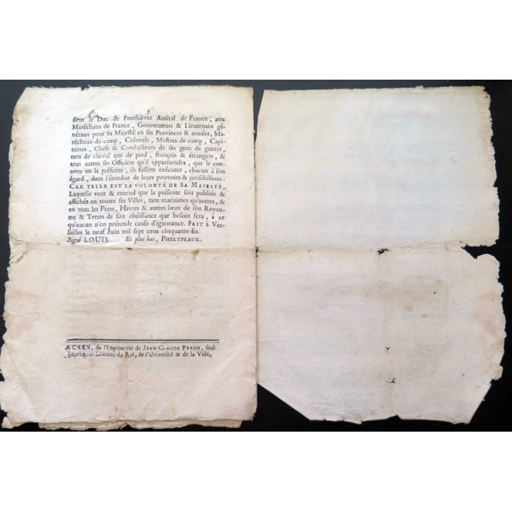 Ordonnance du Roi portant déclaration contre le Roi d'Angleterre du 9 juin 1756