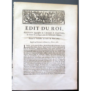 Edit du Roi portant supression de l'Armée de Grand Camp Mars 1785