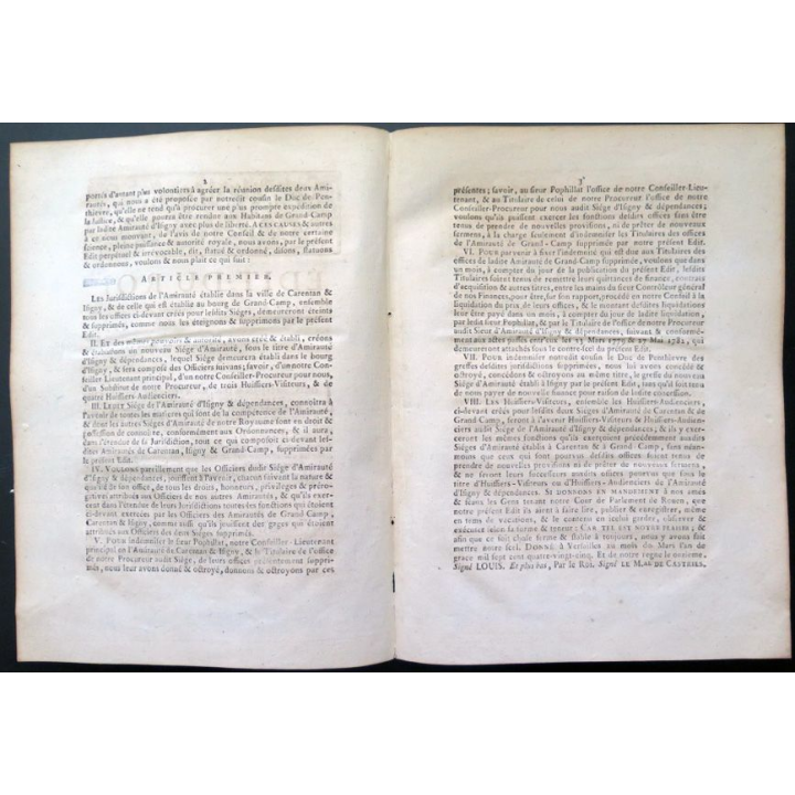 Edit du Roi portant supression de l'Armée de Grand Camp Mars 1785