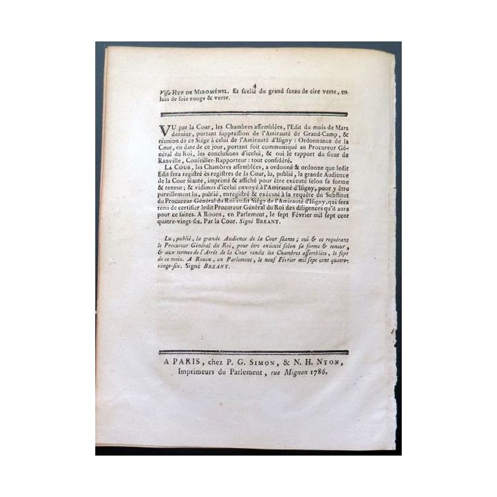 Edit du Roi portant supression de l'Armée de Grand Camp Mars 1785