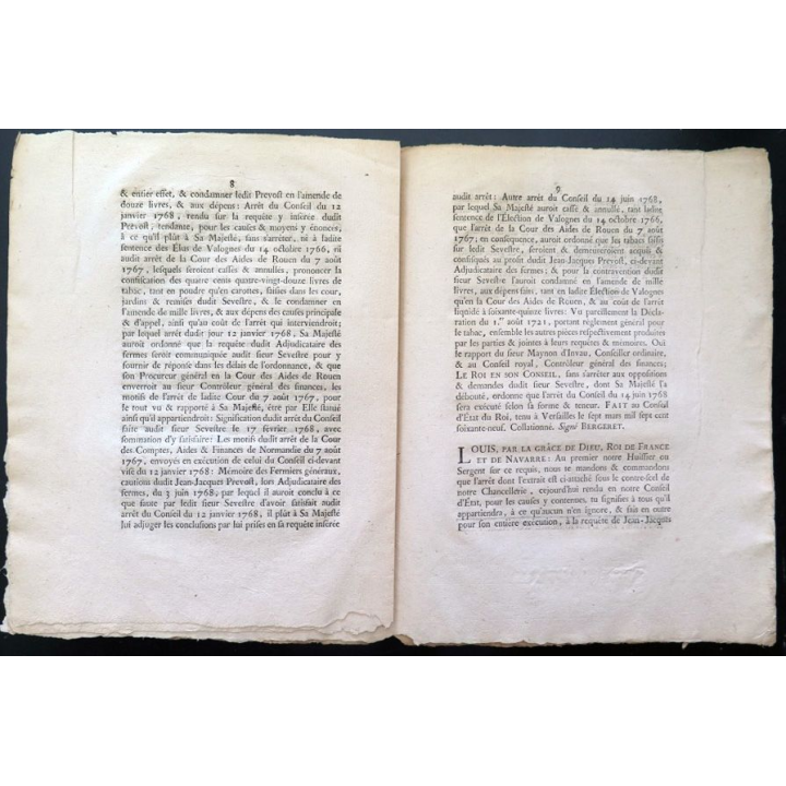 Arrests du conseil d'Etat du Roi relatif à la saisie de faux tabac ... 1768 1769