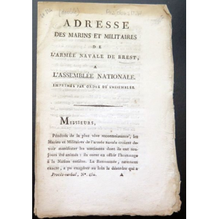 Adresse marins militaires Armée navale Brest Assemblée nationale 1790