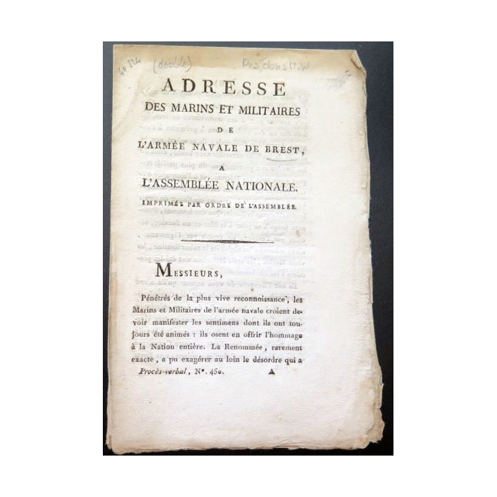 Adresse marins militaires Armée navale Brest Assemblée nationale 1790