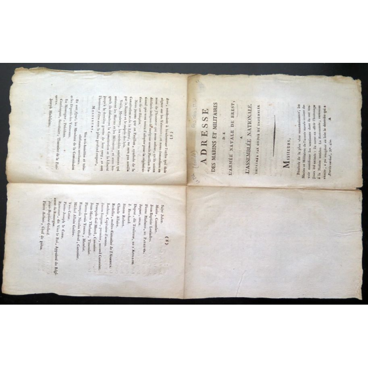 Adresse marins militaires Armée navale Brest Assemblée nationale 1790