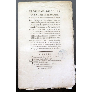 Troisième discours sur la liberté Française prononcé le 27 Septembre 1789