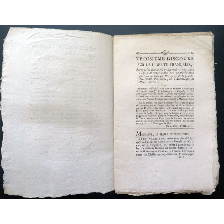 Troisième discours sur la liberté Française prononcé le 27 Septembre 1789