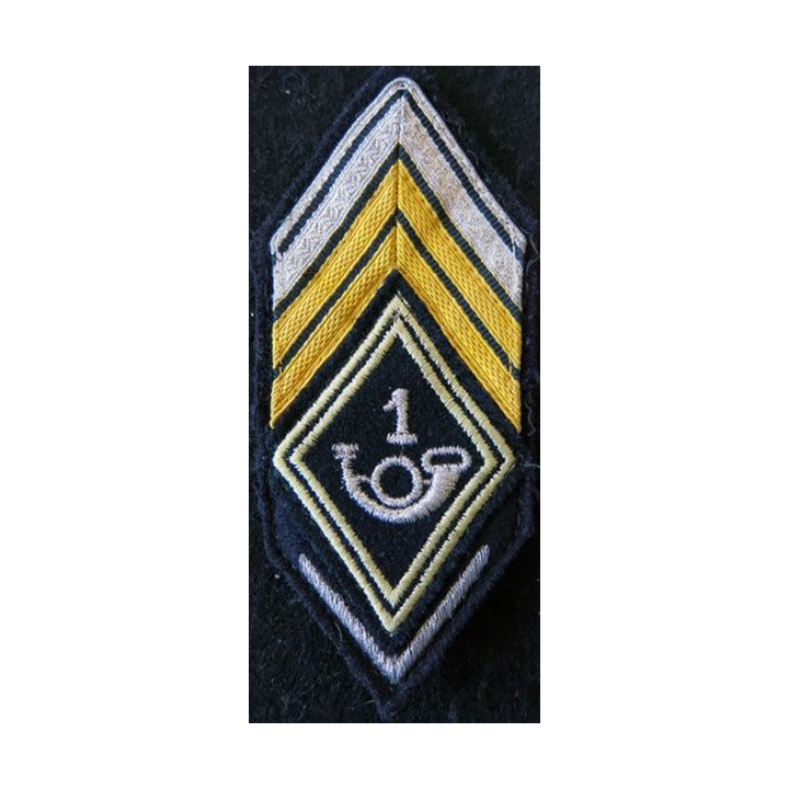 LOSANGE DE BRAS MODÈLE 45 : galon de caporal chef ADL du 1° Groupe de chasseurs ou 1° BC (CENTAC) chevron ancienneté 5 ans