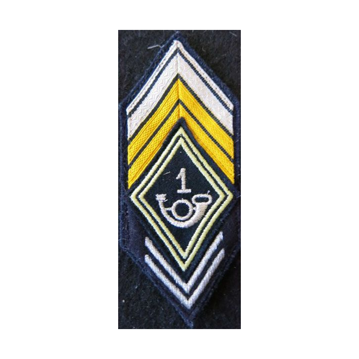 LOSANGE DE BRAS MODÈLE 45 : galon de caporal chef ADL du 1° Groupe de chasseurs ou 1° BC (CENTAC) chevron ancienneté 10 ans