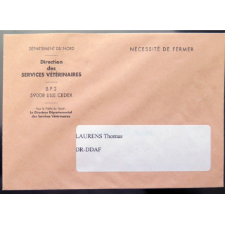 Enveloppe à entête de la Direction des Services vétérinaires Lille