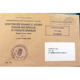 Enveloppe à entête Direction des douanes accises division anti drogue