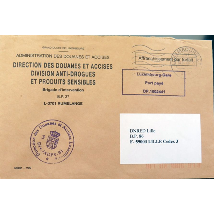 Enveloppe à entête Direction des douanes accises division anti drogue