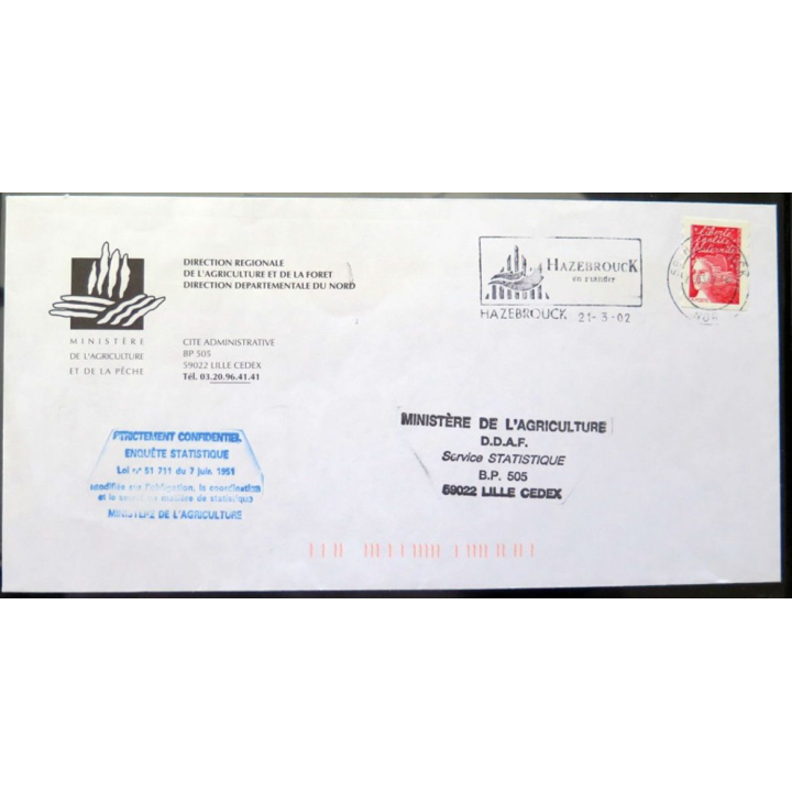 Enveloppe à entête de la Direction régionale de l'agriuculture et de la Forêtr du Nord