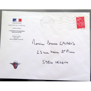 Enveloppe à entête de l'Armée de terre 1° Régiment de hussards parachutistes Tarbes