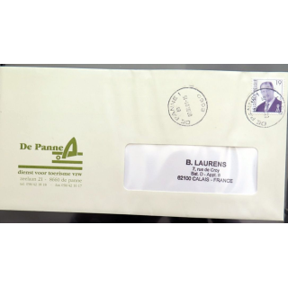 Enveloppe à entête du syndicat du tourisme de De Panne avec cachet de la ville