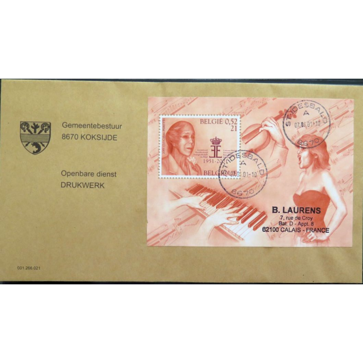 Enveloppe à entête du gemeentebestuur Koksijde avec blason et timbre belge