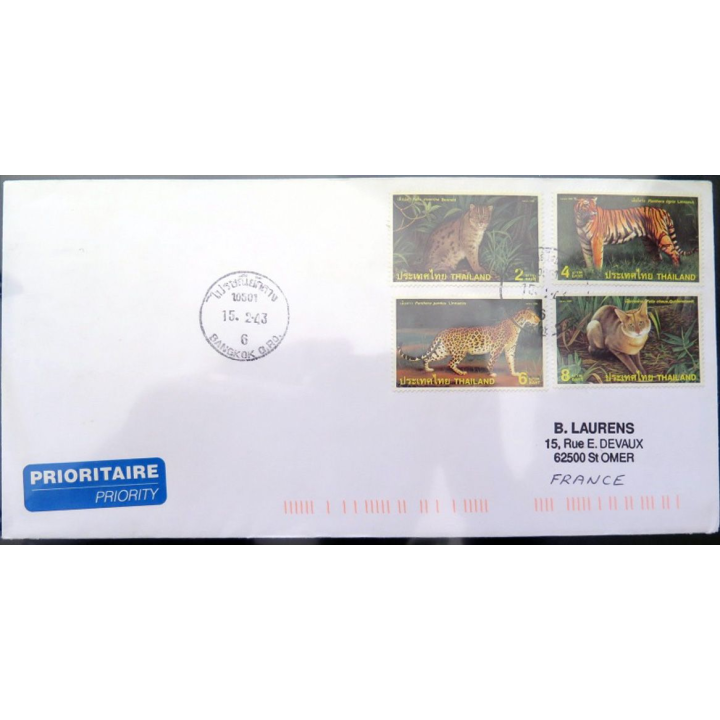 Enveloppe prioritaire avec 4 timbres Thaïlande Bangkok