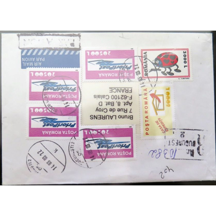 Enveloppe Air Mail par avion 6 timbres Roumanie