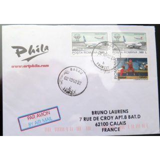 Enveloppe Artphila  by Air Mail par avion 3 timbres Roumanie