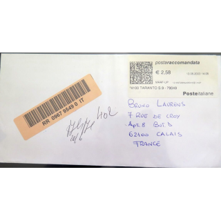 Enveloppe avec vignette de recommandé italien