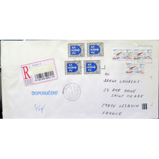 Enveloppe recommandée avec 7 timbres Slovaquie